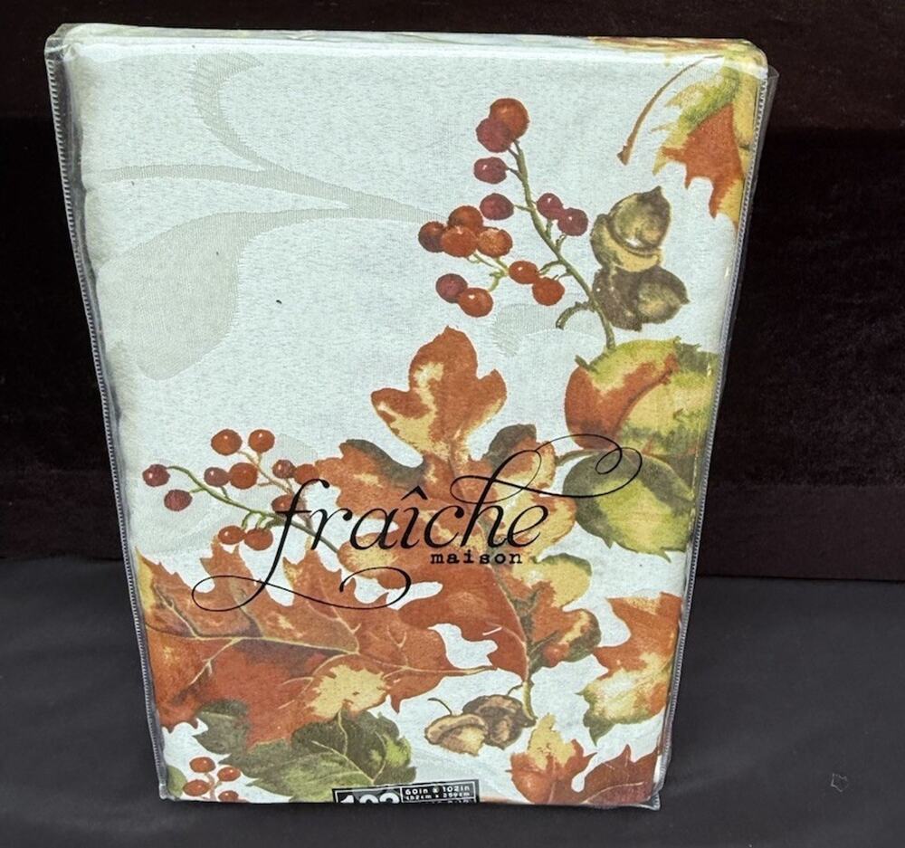 Williams Sonoma Fraiche Maison DAKWOOD BORDER Fall Thanksgiving Tablecloth 102”